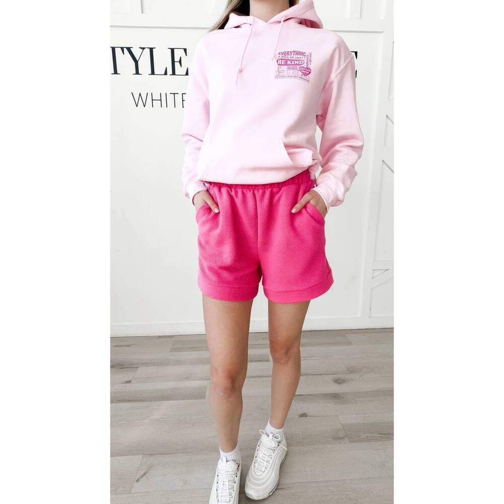 NEW STYLIVE jenny textured lounge shorts in hot pink